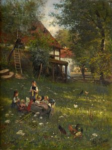 Niños jugando en la Schwalm de Adolf Lins